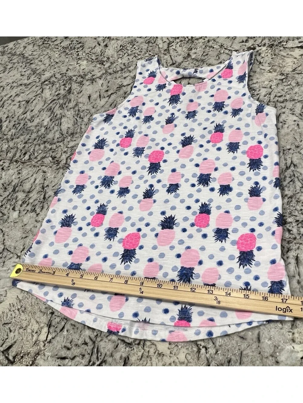 Sonoma SO Girls Size 14 Cutest Tank Tops -Lot Of 2-Blue Sparkles And Pineapples